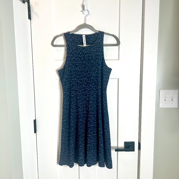 Athleta Navy Blue Santorini Thera Print High Neck Modal Shift Dress Athleisure S - Picture 3 of 8
